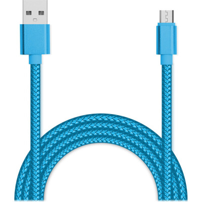 Кабель USB - microUSB, 1.0м, Jet.A [JA-DC21] голубой, в оплетке, 3А, QC3.0