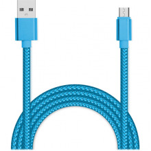 Кабель USB - microUSB, 2.0м, Jet.A [JA-DC22] голубой, в оплетке, 3А, QC3.0