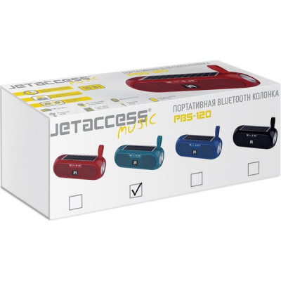 Колонка Jet.A, BT, MP3 microSD, AUX, USB, 10W, 1200mAh, аквамар [PBS-120 Turquoise]