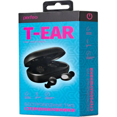 Гарнитура Perfeo TWS T-EAR, беспроводная TWS, черная [PF_B4864]