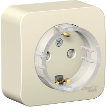 Розетка о/у 2P+E 16А, тонкая, со шторками, изол.пл., Schneider Electric Blanca [BLNRA111112] молочны