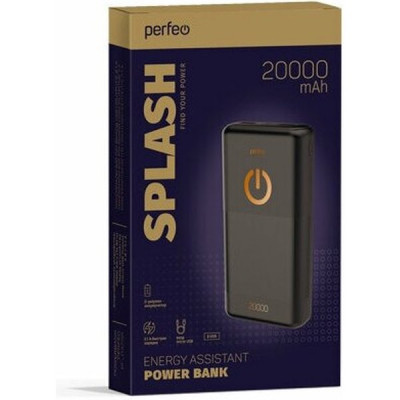 Внешняя батарея Perfeo PF-4298, 20000mAh + microUSB/in microUSB/out, USB 1A, 2.1A Black