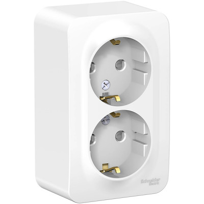 Розетка о/у 2x2P+E 16А, со шторками, изол.пл., Schneider Electric Blanca [BLNRA011211] белый [8]