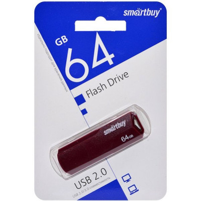 Накопитель USB Flash 64Gb SmartBuy CLUE Burgundy