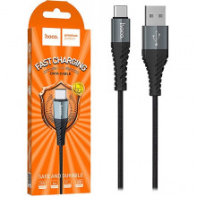 Кабель USB - Type-C, 1.0м, 3А, Hoco X38 Cool Charging, нейлоновая оплетка, черный