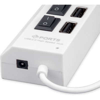 Концентратор USB 2.0 GEMBIRD UHB-243-ADW, 4 порта, 4хUSB 2.0, кабель USB 55см, с доп. питанием
