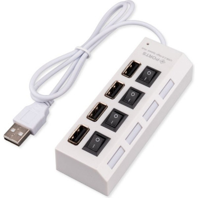 Концентратор USB 2.0 GEMBIRD UHB-243-ADW, 4 порта, 4хUSB 2.0, кабель USB 55см, с доп. питанием
