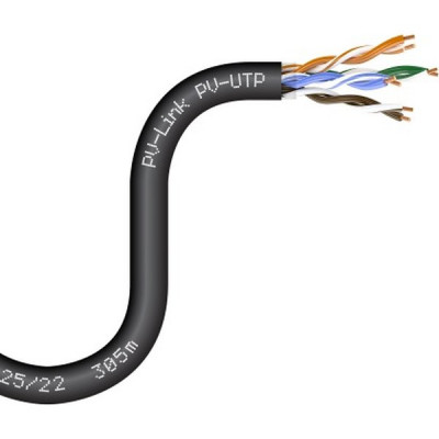 Кабель UTP 5e 4 пары медь 0,5мм 24AWG, уличный, черный, PV-Link [PV-UTP PE][305м]