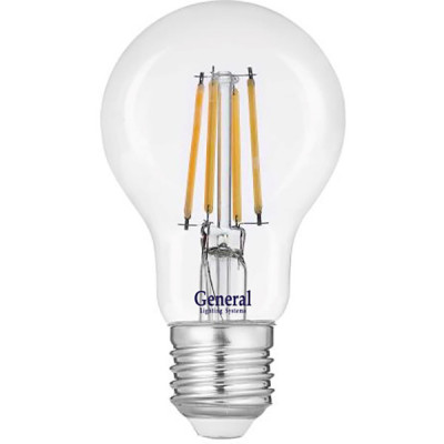 Лампа LED E27/A60 груша, 10W, FILAMENT, 6500K, 960Лм, GL [GLDEN-A60S-10-230-E27-6500]