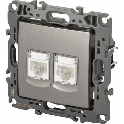 Розетка с/у компьютерная 2xRJ45, ЭРА12 [12-3108-16][10] титан