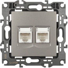 Розетка с/у компьютерная 2xRJ45, ЭРА12 [12-3108-16][10] титан