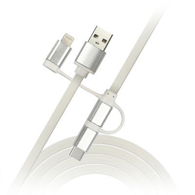 Кабель USB - Lightning + microUSB + Type-C, 1.2м, SmartBuy [iK-312 white] белый