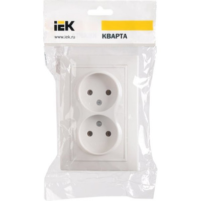 Розетка с/у 2x2P 10А, IP20, IEK КВАРТА [ERK23-K01-10-DM] белый