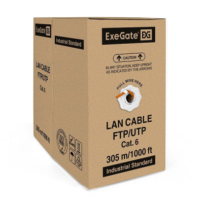 Кабель FTP 6e 4 пары медь 23AWG, экран, оранжевый, LSZH, ExeGate [289279][305м]