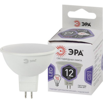 Лампа LED GU5.3/MR16 софит, 12W, 6000K, 960Лм, ЭРА [LED MR16-12W-860-GU5.3]