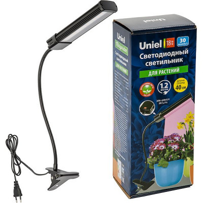 Светильник LED ФИТО 18W, 106*76*690, IP40, 30 мкмоль/с, на прищепке, Uniel [ULT-P31-18W/SPLE/40]