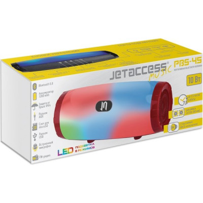 Колонка Jet.A, BT, MP3 microSD, USB, 10W, 1200mAh, черная [PBS-45 Black]