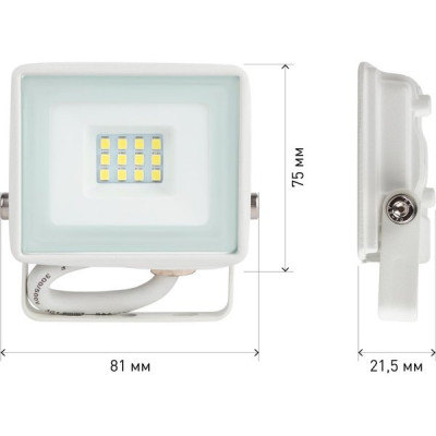 Прожектор LED  10W, 6500K, IP65, SMD, 800Лм, ЭРА [LPR-023-W-65K-010] белый