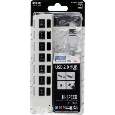 Концентратор USB 2.0 SmartBuy, 7 портов, белый [SBHA-7207-W]