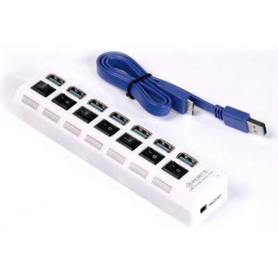 Концентратор USB 3.0 SmartBuy, 7 портов, белый [SBHA-7307-W]