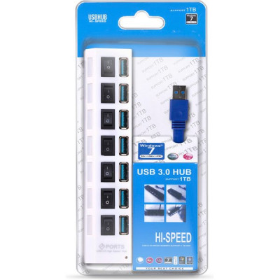 Концентратор USB 3.0 SmartBuy, 7 портов, белый [SBHA-7307-W]