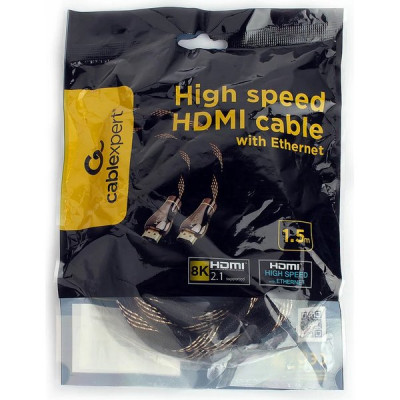 Кабель HDMI-HDMI 19M/19M  1.5м, v2.1, позол. контакты, экран, 8К, Cablexpert [CCP-HDMI8K-1.5M]