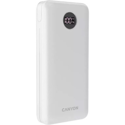 Внешняя батарея CANYON CNE-CPB2002W, батарея 20000 мАч, белая, 2xUSB + Type-C