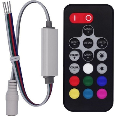 Контроллер ленты LED RGB 12/24В MAX  6А, радио пульт [4L-SR-MINI-RGB-6A] черный