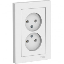 Розетка с/у 2x2P 16A, IP20, в сборе, Schneider Electric ATLASDESIGN [ATN000120] белый
