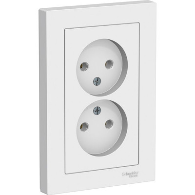 Розетка с/у 2x2P 16A, IP20, в сборе, Schneider Electric ATLASDESIGN [ATN000120] белый