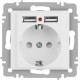 Розетка с/у 2P+E 16А, IP20, со шторками +2xUSB, Intro Accent [6-410-01М] белый матовый