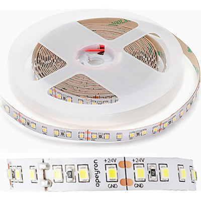 Лента LED 24В IP20 SMD2835 120/м, б/теп, 16Вт/м, 1500Лм/м, 5м/ц.1м, Apeyron [00-341]