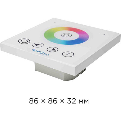 Контроллер ленты LED RGB 12/24В MAX 12А, встраиваемый пульт сенсорный, Apeyron [C4-09]