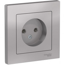 Розетка с/у 2P 16A, IP20, в сборе, Schneider Electric ATLASDESIGN [ATN000340] алюминий