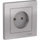 Розетка с/у 2P 16A, IP20, в сборе, Schneider Electric ATLASDESIGN [ATN000340] алюминий