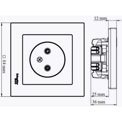 Розетка с/у 2P 16A, IP20, в сборе, Schneider Electric ATLASDESIGN [ATN000140] белый