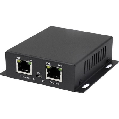 Удлинитель PoE 2PoE Amatek OUT[100Mbps]; 30Вт; DC 12-55В/PoE IN; IP44 [AN-PE2]