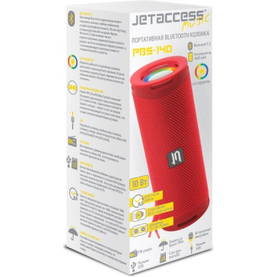 Колонка Jet.A, BT, MP3 microSD, USB, 10W, 1800mAh, красная [PBS-140 Red]