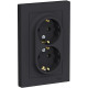 Розетка с/у 2x2P+Е 16A, IP20, в сборе, Schneider Electric ATLASDESIGN [ATN001024][6] карбон