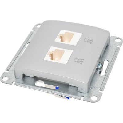 Розетка с/у компьютерная 2xRJ45, IP20, Schneider Electric Glossa [GSL000385KK] алюминий