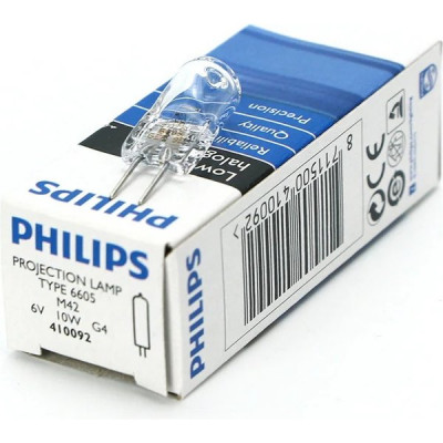 Лампа галогенная кварцевая PHILIPS 6605 M42 G4 6V 10W 871150041009250
