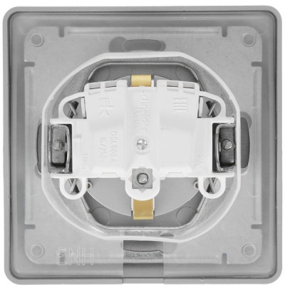 Розетка с/у 2P+E 16А, IP44, с крышкой/шторками, Schneider Electric Glossa [GSL000348] алюминий