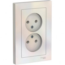 Розетка с/у 2x2P 16A, IP20, в сборе, Schneider Electric ATLASDESIGN [ATN000420] жемчуг