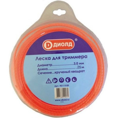 Леска для триммера д.3мм, длина 25м, круг, ДИОЛД 