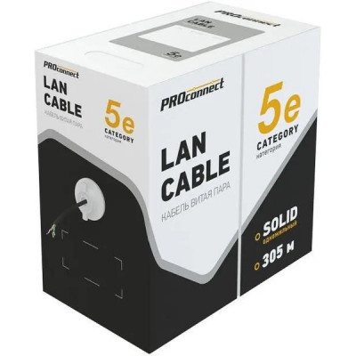 Кабель UTP 5e 4 пары медь 0.5мм 24AWG, уличный, PROCONNECT [01-0054][305м]