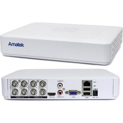 Видеорегистратор HDVR  8BNC Amatek [5MP Lite] + 4IP[2MP] / 16IP[5MP]; AoC; HDD[10Tb] [AR-HT89X]
