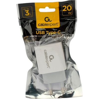 Зарядное устройство Cablexpert, 3А, Type-C QC3.0+PD20W [MP3A-PC-44] белый