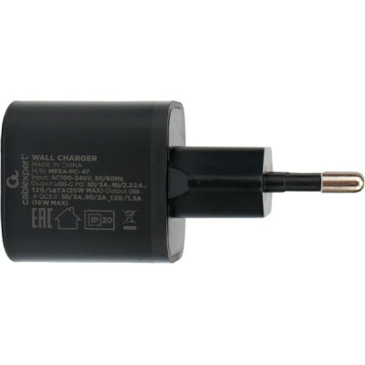 Зарядное устройство Cablexpert, USB+Type-C, QC3.0+PD20W [MP3A-PC-47] черный