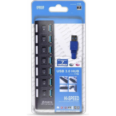 Концентратор USB 3.0 SmartBuy, 7 портов, черный [SBHA-7307-B]
