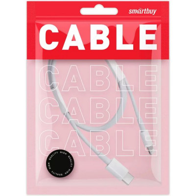 Кабель Type-C - Lightning, 1.0м, 2.4A, SmartBuy [iK-512FC white PD]